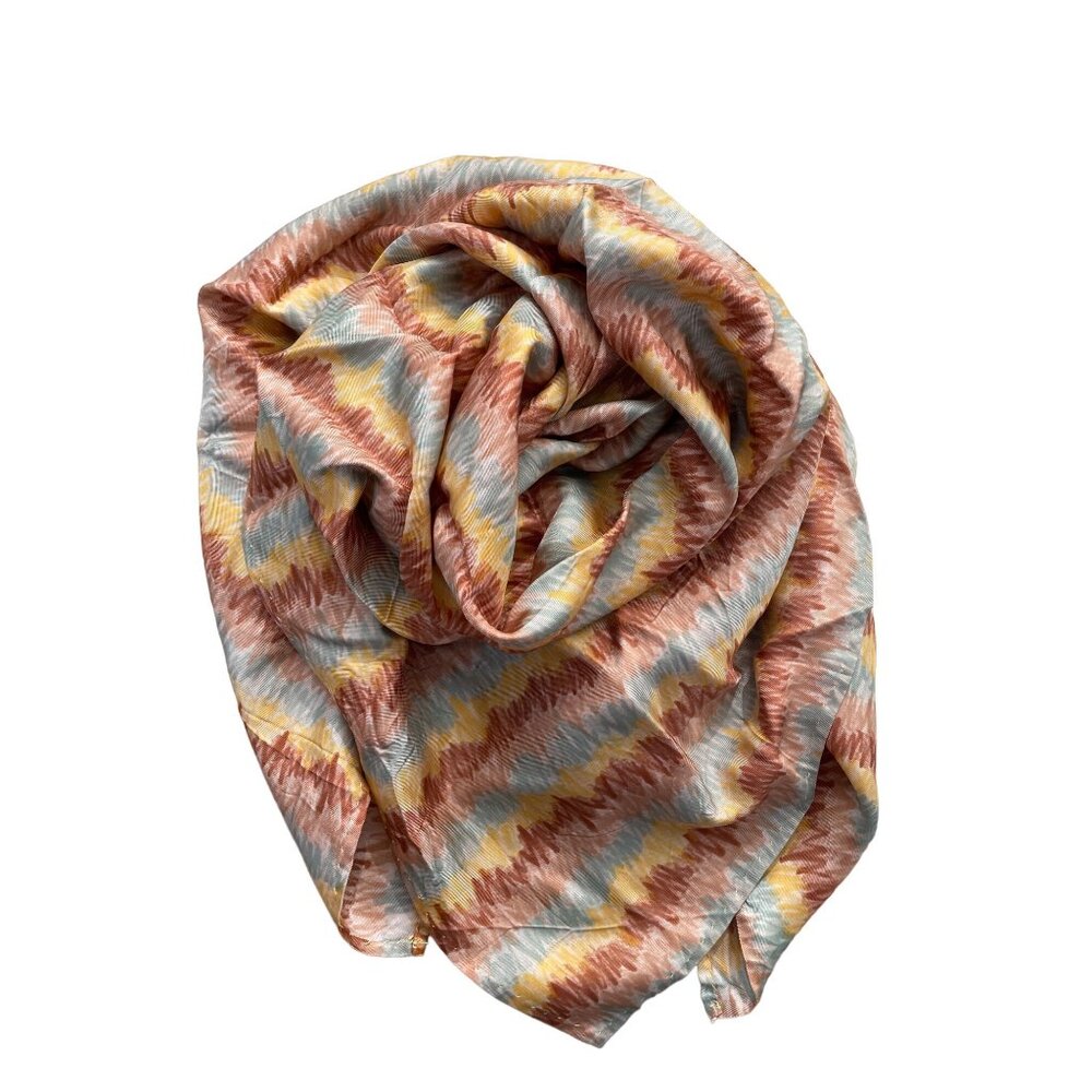 Vintage Square Scarf Womens OS Heartbeat Rate Pattern Lightweight Neck Wrap